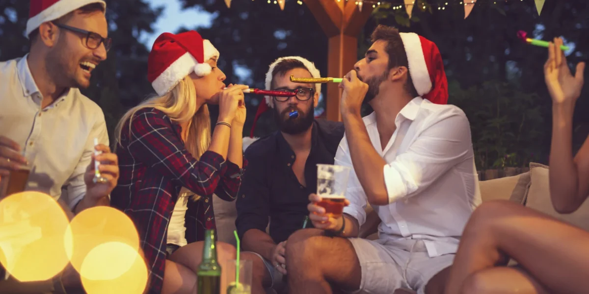 Friends having fun at New Year party