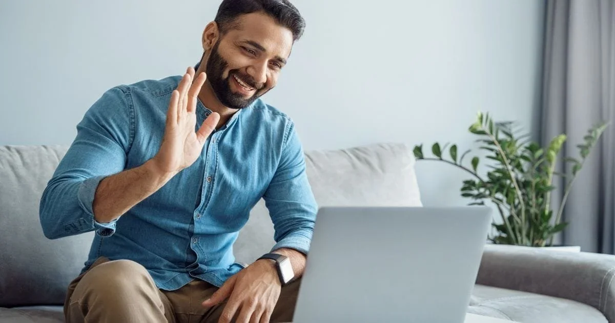 Man attending telehealth counseling