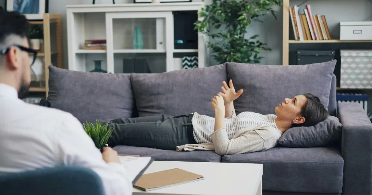 Woman receiving ketamine assisted therapy